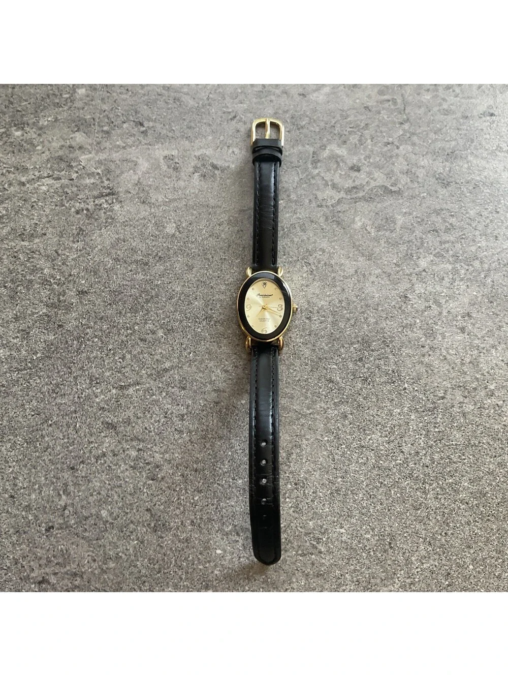 Vintage Gruen Womens Watch 22mm Oval Gold Tone Case W/Diamond Accent Dial A12